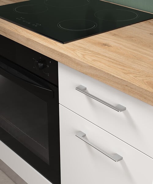 MARINELLI - Cuisine avec meubles prémontés Eliana - blanc/chêne - 195cm - large