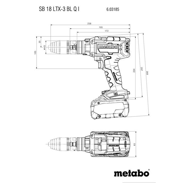 METABO - Perceuse à  percussion 18 V SB 18 LTX-3 BL Q I (sans batterie ni chargeur), coffret - large