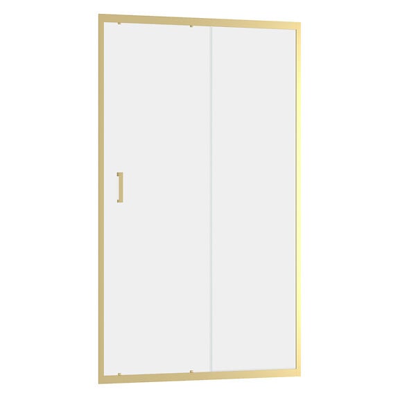 AURLANE - Porte de douche Coulissante 120x200cm - Profilés Or Doré Brossé - Verre Trempé 6mm - GOLDY CRUSH - large