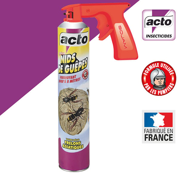 ACTO - Aérosol anti-guêpes et frelons - Longue portée 8m - 750ml - large