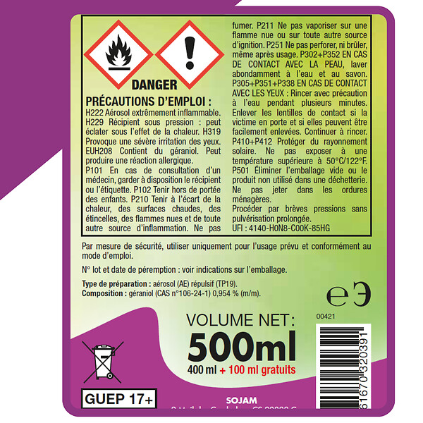 ACTO - Aérosol spécial guêpes tous volants - 500ml - Répulsif - large