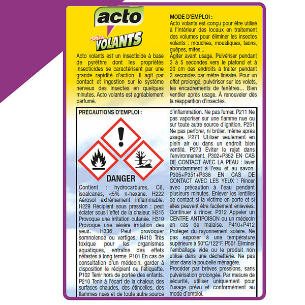 ACTO - Aérosol spécial volants aux extraits de pyrèthre 400ml - large