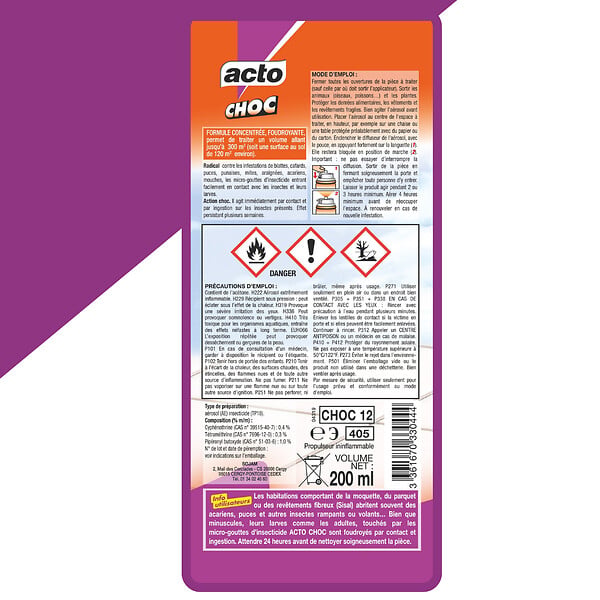 ACTO - Insecticide aérosol Choc Action Foudroyante - 200ml - large