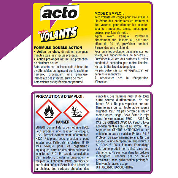 ACTO - Aérosol insecticide spécial volants - 400ml - large