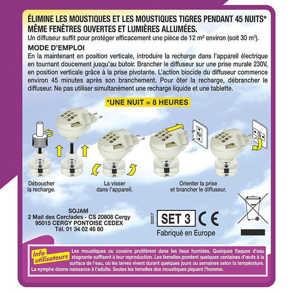 ACTO - Diffuseur électrique anti-moustiques - 45 nuits - 12m² - large