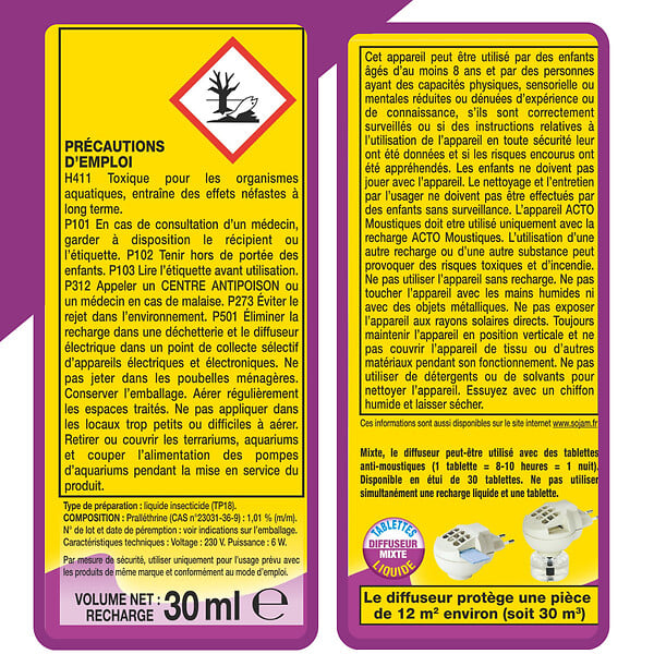 ACTO - Diffuseur électrique anti-moustiques - 45 nuits - 12m² - large
