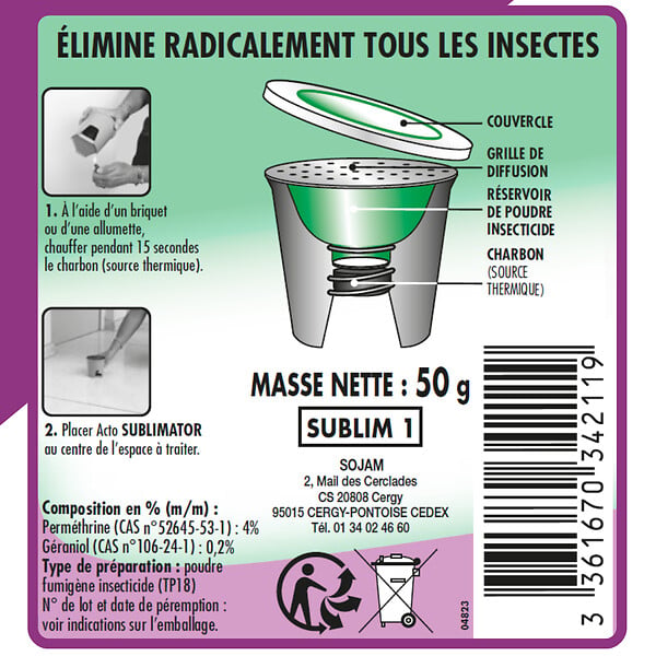 ACTO - Sublimator spécial cafards - fumigène insecticide - 200 m³ - large