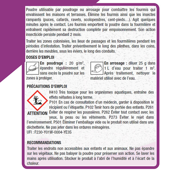 ACTO - Poudre anti-fourmis ACTO - Double usage - 400g - large