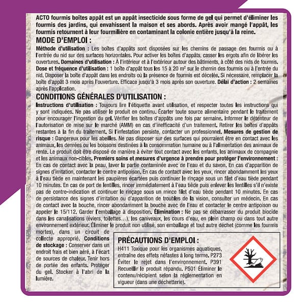 ACTO - Boîtes appât fourmis - Plastique - 2x10 g - large