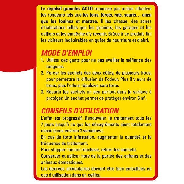 ACTO - Répulsif rongeurs granulés - 400 g - large