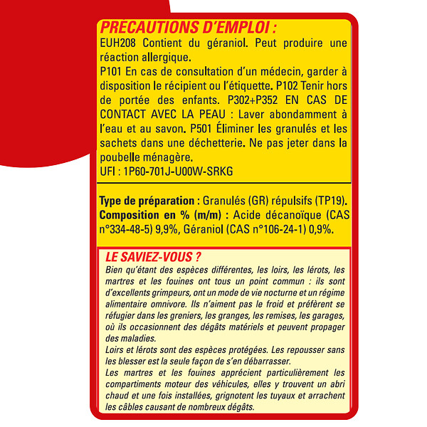 ACTO - Répulsif rongeurs granulés - 400 g - large