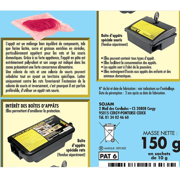 ACTO - Pâte appât rats et souris - 150 g - 15 sachets - large