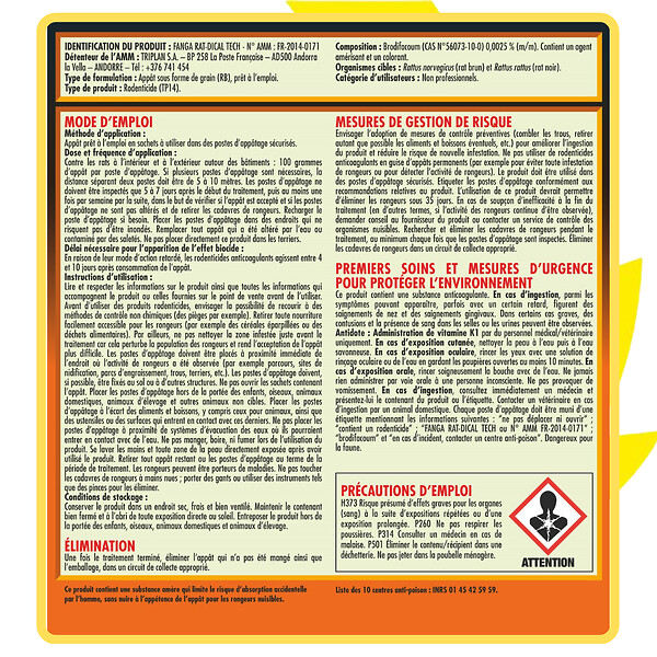 ACTO - Appât rodenticide anti-rats - 7 sachets de 20 g - large