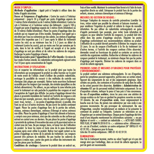 ACTO - Pâte appât fluorescente rats et souris - 150g - large