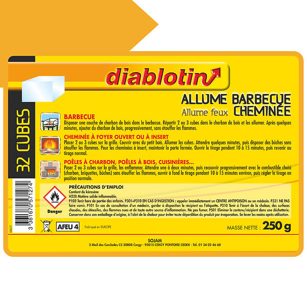 DIABLOTIN - Allume barbecue - cheminée cubes de pétrole - large