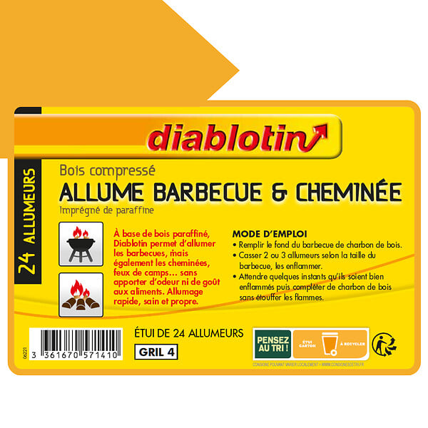 DIABLOTIN - Allume-feu cubes de bois compressé - Argenté - 24 allumeurs - large