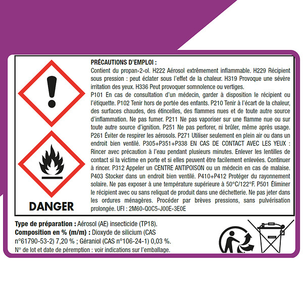 ACTO - Terre de diatomee poudre fourmis - puces - punaises de lit 500ml - large