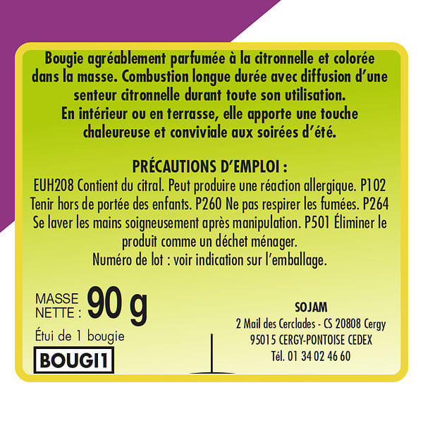 ACTO - Bougie parfum citronnelle 25 heures - large