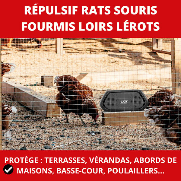 ACTO - Repulsif ultrasons ip44 - rats - souris - fourmis - large