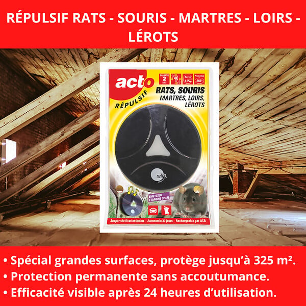 RETRO - Repulsif sonore a petits rongeurs et martres - 40m2 - large