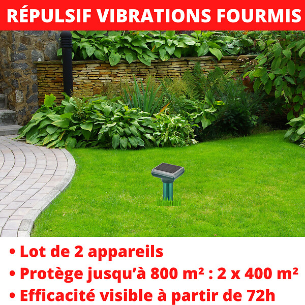 ACTO - Répulsif vibrations solaire fourmis - Lot de 2 - Autonome - large