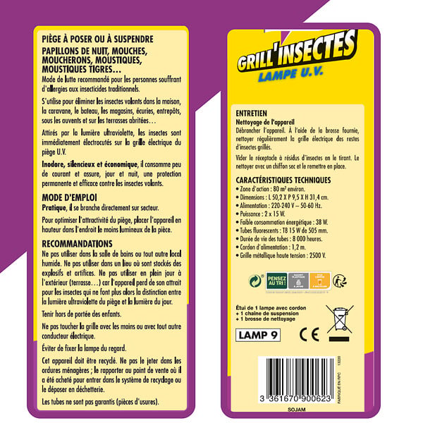 ACTO - Aspirateur Grill insectes lampe UV grand format - large