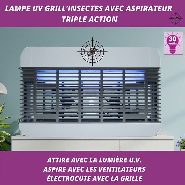 ACTO - Aspirateur à insectes UV - 29 W - Gris - large