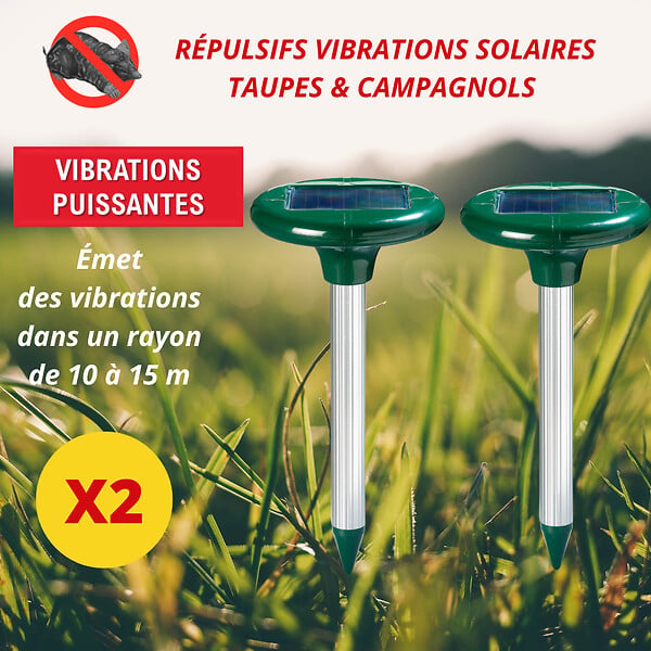 RETRO - Répulsif taupes solaire - Alu plastique - 750m² - large