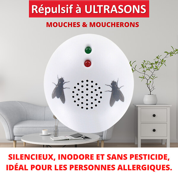 RETRO - Répulsif ultrasons mouches moucherons - large