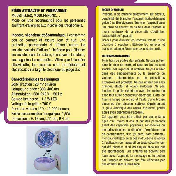 ACTO - Lampe anti-insectes UV Grill insectes - Blanc/Violet - 20m² - large