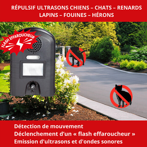 RETRO - Répulsif ultrason extérieur avec flash effaroucheur - large