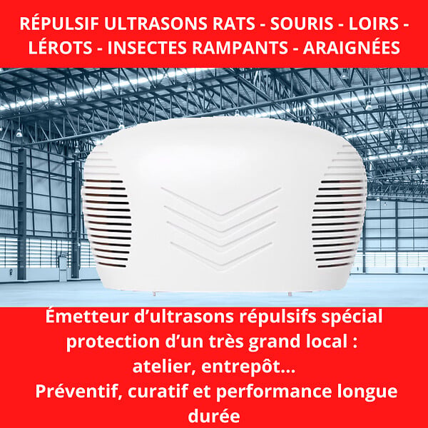 RETRO - Répulsif ultrasons rats souris loirs lérots 280m² - large