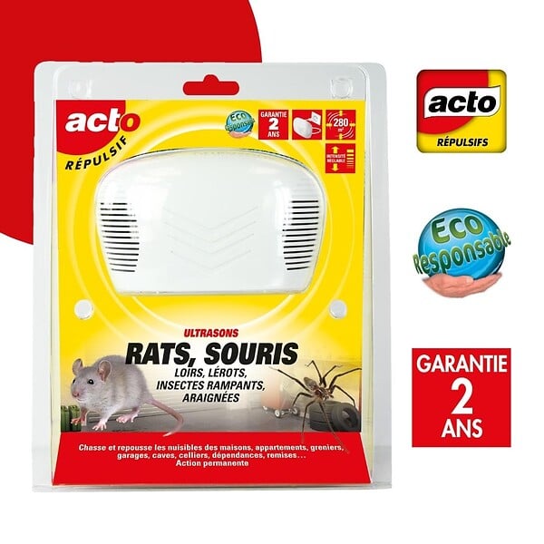 RETRO - Répulsif ultrasons rats souris loirs lérots 280m² - large