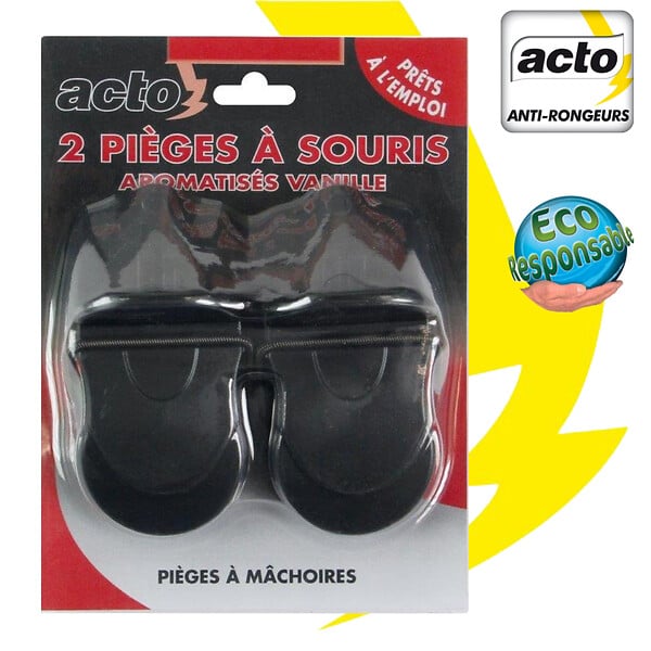 ACTO - Piège à souris plastique - arôme vanille - lot de 2 - large