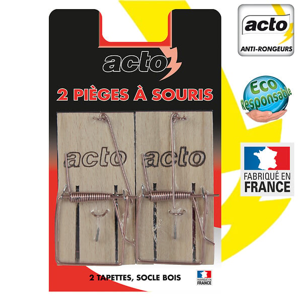 ACTO - Pièges à souris bois - Tapettes traditionnelles - Lot de 2 - large