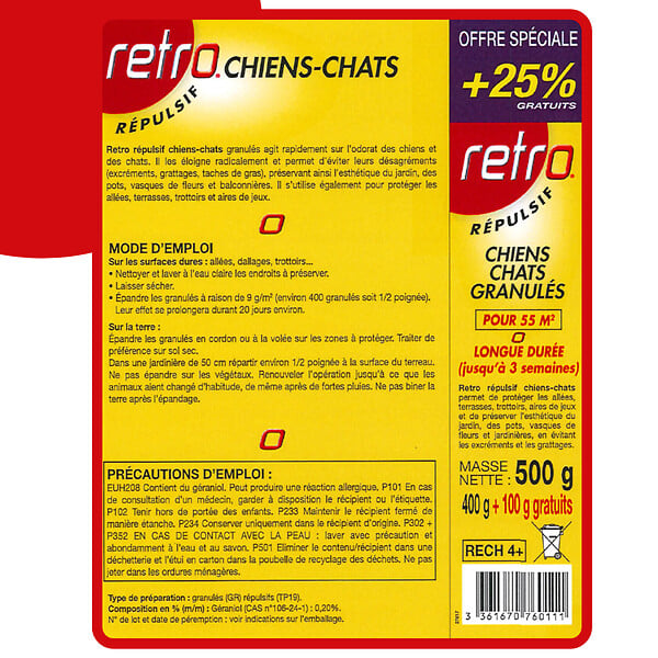 RETRO - Granulés répulsifs chiens-chats 400gr - large
