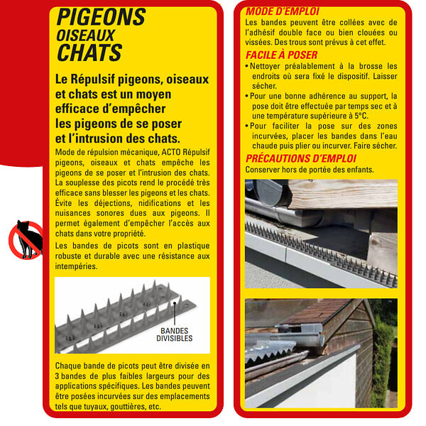 RETRO - Répulsif picots en plastique pour pigeons chats - large
