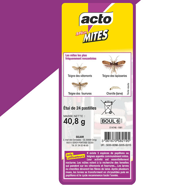 ACTO - Pastilles anti-mites textiles - Parfum cèdre - 24 pièces - large