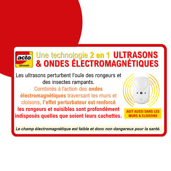 RETRO - Ultrasons et ondes magnétiques rats-souris-insectes rampants - large