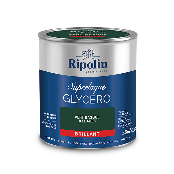 RIPOLIN - Peinture laque glycéro Superlaque - Vert Basque - 0,5L - large