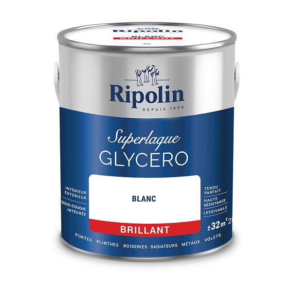 RIPOLIN - Laque glycéro brillante - Ri superlaque - Blanc 2L - large