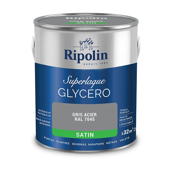 RIPOLIN - Laque glycéro satinée Gris Acier 2L - Ripolin - large