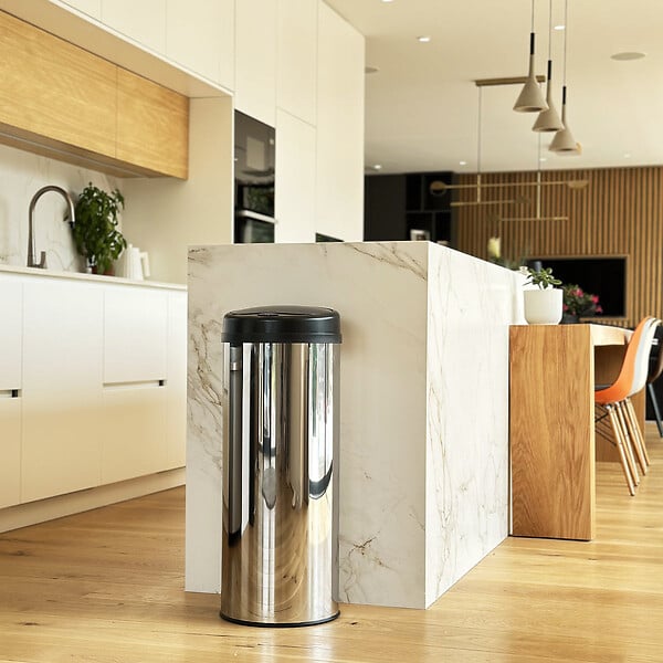 KITCHEN MOVE - Poubelle automatique inox ARTIC SILVERY argent 50L - large
