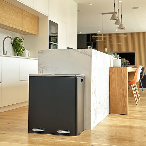 KITCHEN MOVE - Poubelle pédale tri sélectif MAJOR noir 60L - large