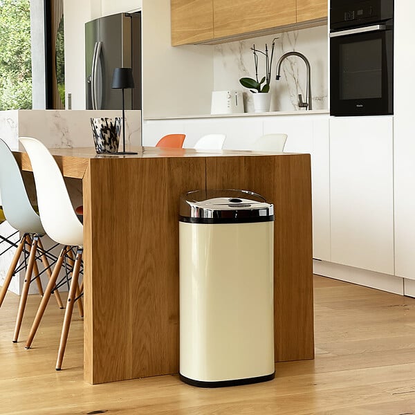 KITCHEN MOVE - Poubelle automatique inox LARGO crème 42L - large