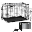 VOUNOT - Cage pour chien pliable avec 2 portes verrouillable plateau amovible et housse de protection 107x70x78cm - vignette
