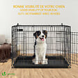 VOUNOT - Cage pour chien pliable avec 2 portes verrouillable plateau amovible et housse de protection 107x70x78cm - vignette