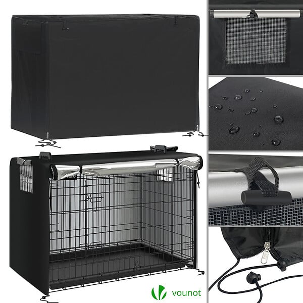 VOUNOT - Cage pour chien pliable avec 2 portes verrouillable plateau amovible et housse de protection 107x70x78cm - large