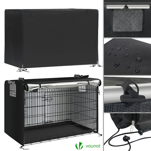 VOUNOT - Cage pour chien pliable avec 2 portes verrouillable plateau amovible et housse de protection 122x75x81cm - large