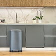 KITCHEN MOVE - Poubelle à pédale inox GREENWICH gris 40L - vignette